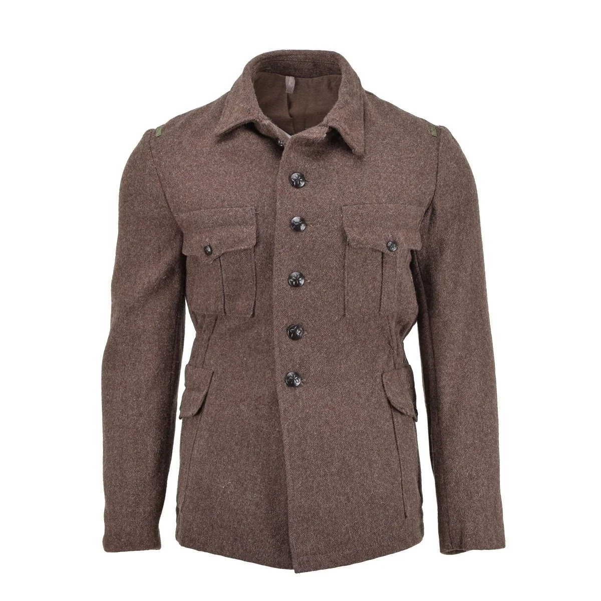 Original bulgarisk militär klassisk jacka ull vinter brun varm vindtät ny