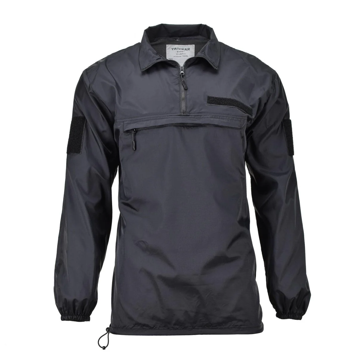 TACGEAR Märke vindtröja svart lätt camping vandring utomhus ripstop smock