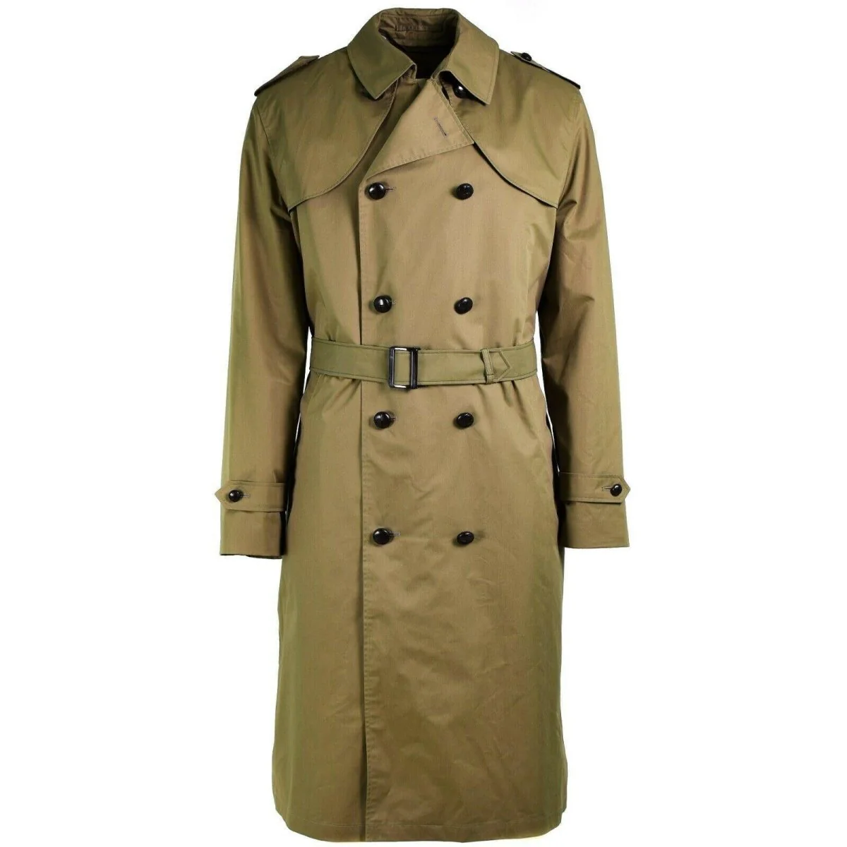 Äkta holländska armé kvinnors kappa khaki lång officer trenchrock med foder nytt
