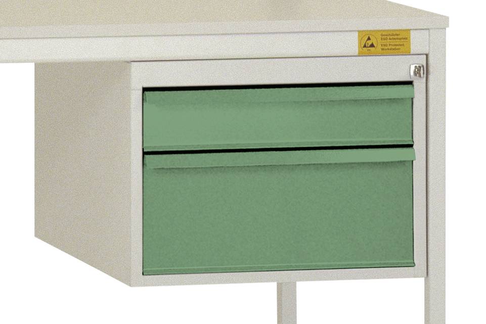 Manuflex LD4702.6011 ESD ESD-chassiunderbyggnad, användbar höjd 300 mm med 2 lådor