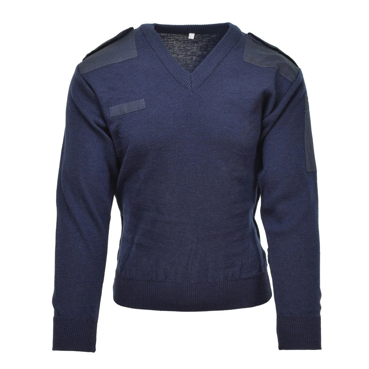 Äkta holländska armé pullover v-hals blå ribben stickad militär överskott tröja jumper