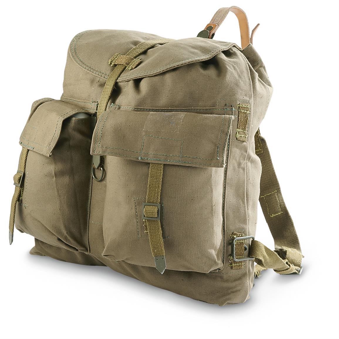 Original tjeckisk armé vintage ryggsäck med y remmar hängslen m60 canvas väska ny