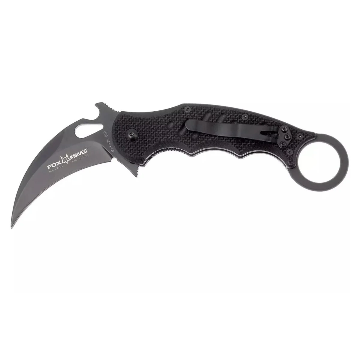 Fox Knives Karambit FX-479 fällbar minikniv N690C stål svart hydrogliderblad